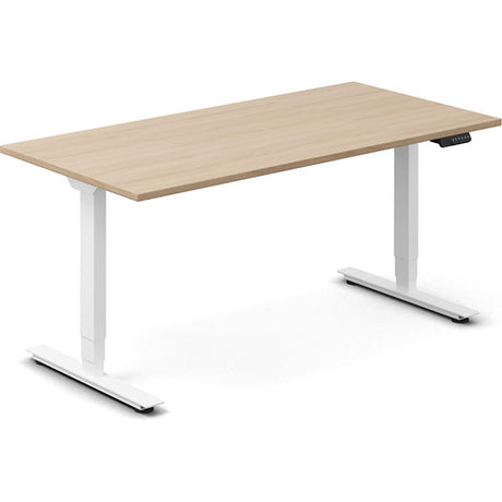 Ergoff Hæve-sænkebord DNA, Eg 1600x800mm 2-ben/Hvid – Hæve/sænkeborde