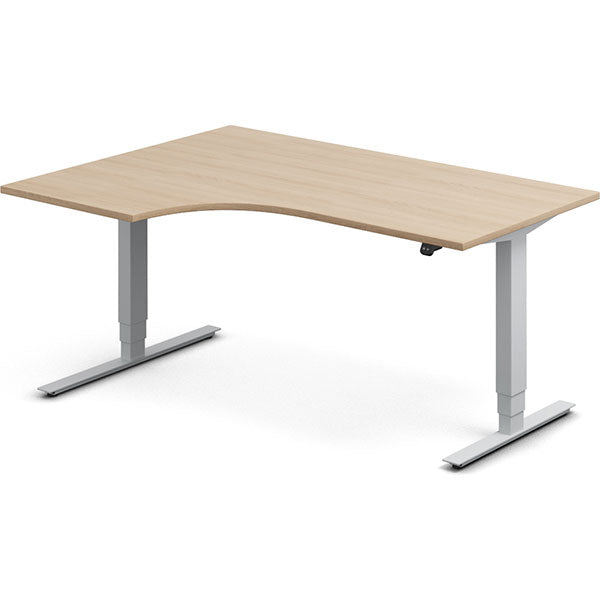 Ergoff Hæve-sænkebord DNA, Eg 1600x1200mm Venstre 2-ben/Alugrå – Hæve/sænkeborde