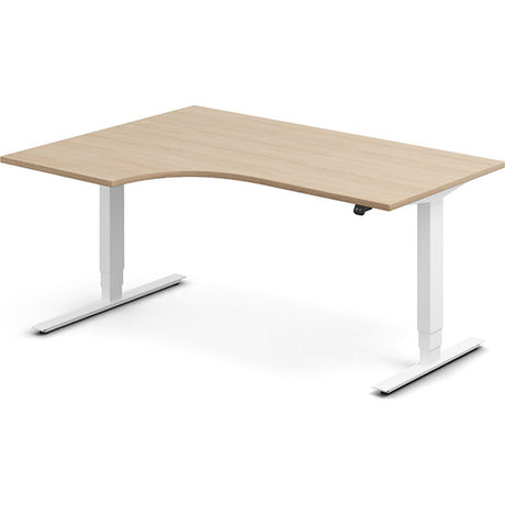 Ergoff Hæve-sænkebord DNA, Eg 1600x1200mm Venstre 2-ben/Hvid – Hæve/sænkeborde