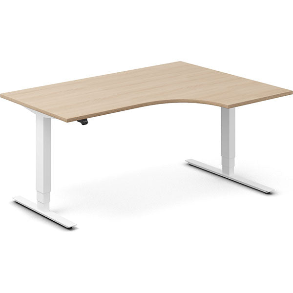 Ergoff Hæve-sænkebord DNA, Eg 1600x1200mm Højre 2-ben/Hvid – Hæve/sænkeborde