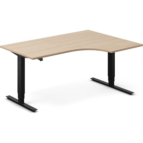 Ergoff Hæve-sænkebord DNA, Eg 1600x1200mm Højre 2-ben/Sort – Hæve/sænkeborde