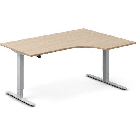 Ergoff Hæve-sænkebord DNA, Eg 1600x1200mm Højre 2-ben/Alugrå – Hæve/sænkeborde