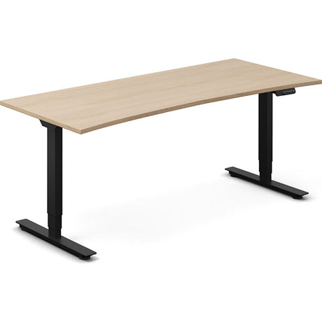 Ergoff Hæve-sænkebord DNA, Eg 1800x800mm Bue 2-ben/Sort – Hæve/sænkeborde