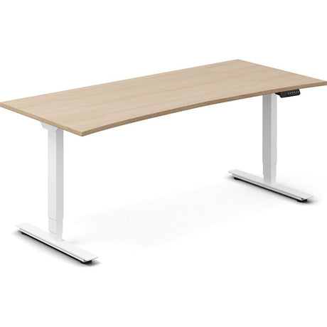 Ergoff Hæve-sænkebord DNA, Eg 1800x800mm Bue 2-ben/Hvid – Hæve/sænkeborde