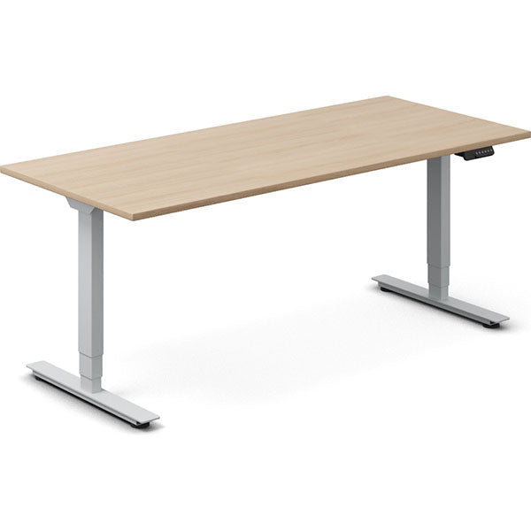 Ergoff Hæve-sænkebord DNA, Eg 1800x800mm 2-ben/Alugrå – Hæve-sænkeborde