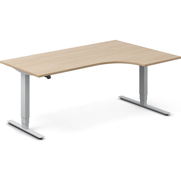 Ergoff Hæve-sænkebord DNA, Eg 1800x1200mm Højre 2-ben/Alugrå – Hæve/sænkeborde