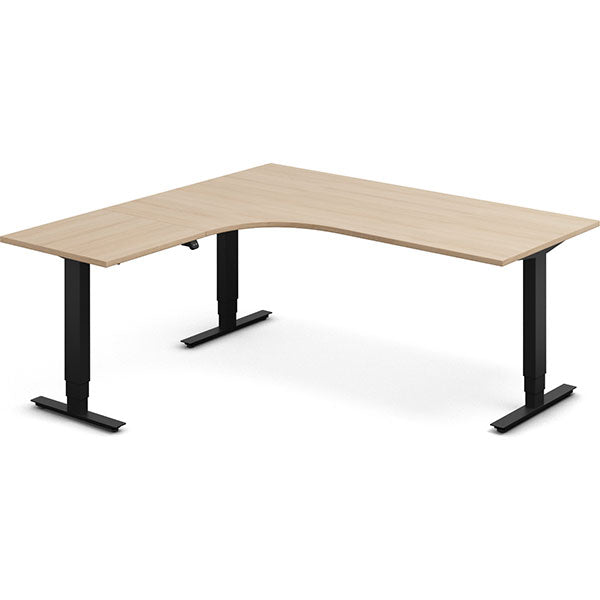 Ergoff Hæve-sænkebord DNA, Eg 1800x1800mm Venstre 3-ben/Sort – Hæve/sænkeborde