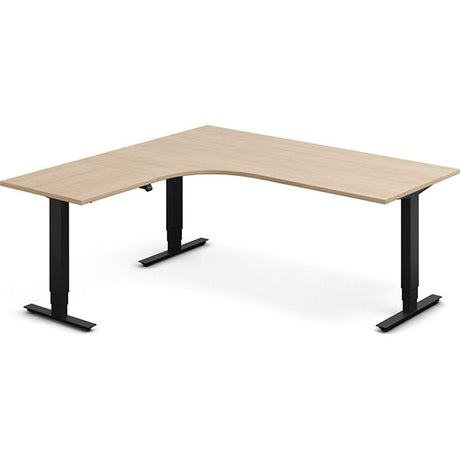 Ergoff Hæve-sænkebord DNA, Eg 1800x1800mm Venstre 3-ben/Sort – Hæve/sænkeborde
