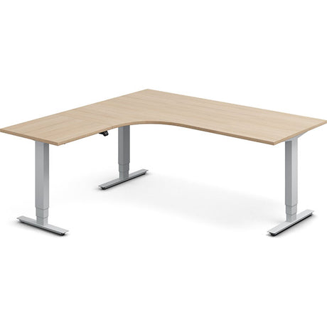 Hæve-sænkebord DNA, Eg 1800x1800mm Venstre 3-ben/Alugrå – image 1