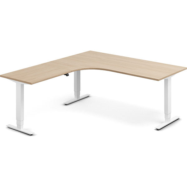 Ergoff Hæve-sænkebord DNA, Eg 1800x2000mm Venstre 3-ben/Hvid – Hæve/sænkeborde