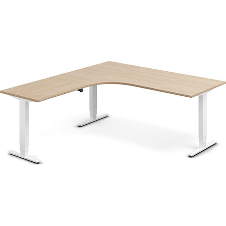 Ergoff Hæve-sænkebord DNA, Eg 1800x2000mm Venstre 3-ben/Hvid – Hæve/sænkeborde