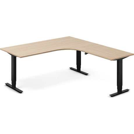 Ergoff Hæve-sænkebord DNA, Eg 1800x2000mm Højre 3-ben/Sort – Hæve/sænkeborde