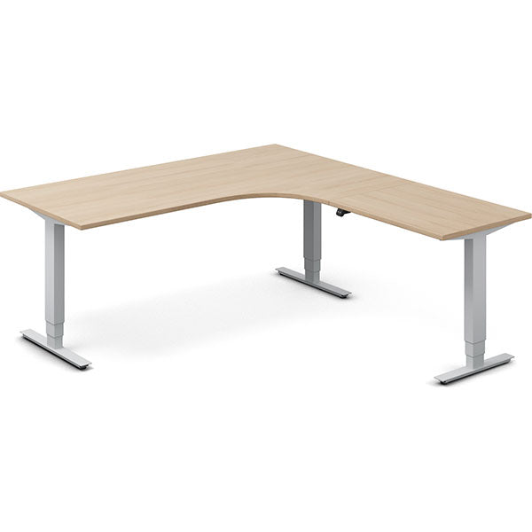 Ergoff Hæve-sænkebord DNA, Eg 1800x2000mm Højre 3-ben/Alugrå – Hæve/sænkeborde