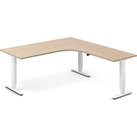 Ergoff Hæve-sænkebord DNA, Eg 1800x2000mm Højre 3-ben/Hvid – Hæve/sænkeborde