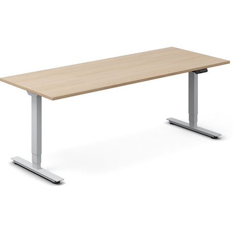 Ergoff Hæve-sænkebord DNA, Eg 2000x800mm 2-ben/Alugrå – Hæve/sænkeborde