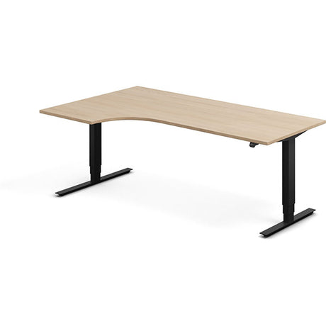 Ergoff Hæve-sænkebord DNA, Eg 2000x1200mm Venstre 2-ben/Sort – Hæve/sænkeborde