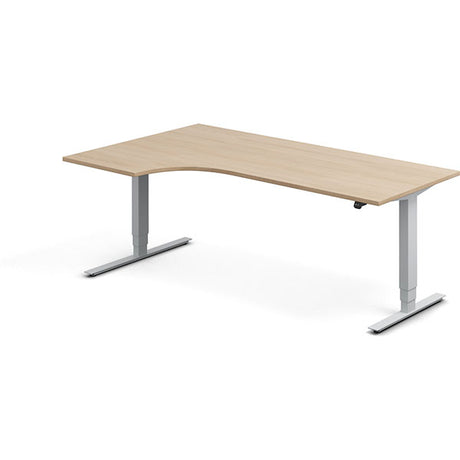 Ergoff Hæve-sænkebord DNA, Eg 2000x1200mm Venstre 2-ben/Alugrå – Hæve/sænkeborde