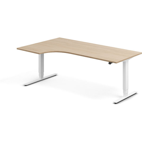 Ergoff Hæve-sænkebord DNA, Eg 2000x1200mm Venstre 2-ben/Hvid – Hæve/sænkeborde