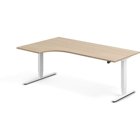 Ergoff Hæve-sænkebord DNA, Eg 2000x1200mm Venstre 2-ben/Hvid – Hæve/sænkeborde