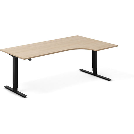 Ergoff Hæve-sænkebord DNA, Eg 2000x1200mm Højre 2-ben/Sort – Hæve/sænkeborde