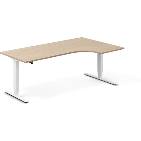 Ergoff Hæve-sænkebord DNA, Eg 2000x1200mm Højre 2-ben/Hvid – Hæve-sænkeborde