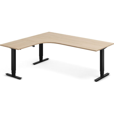 Ergoff Hæve-sænkebord DNA, Eg 2000x1800mm Venstre 3-ben/Sort – Hæve/sænkeborde