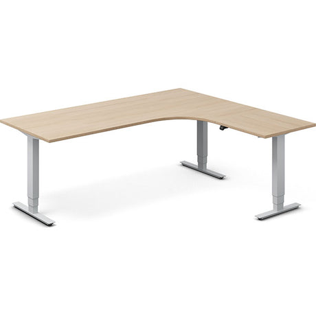 Ergoff Hæve-sænkebord DNA, Eg 2000x1800mm Højre 3-ben/Alugrå – Hæve/sænkeborde