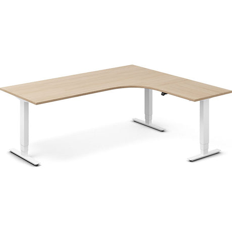 Ergoff Hæve-sænkebord DNA, Eg 2000x1800mm Højre 3-ben/Hvid – Hæve/sænkeborde
