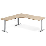 Hæve-sænkebord DNA, Eg 2000x2000mm Venstre 3-ben/Alugrå