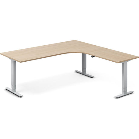 Hæve-sænkebord DNA, Eg 2000x2000mm Højre 3-ben/Alugrå – image 1