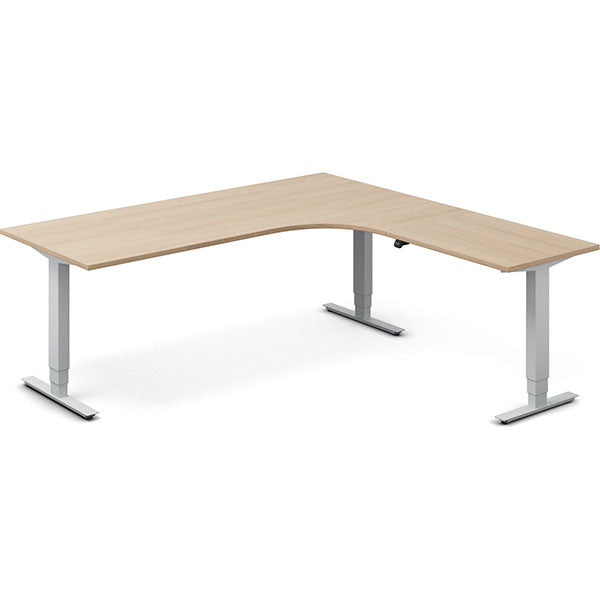 Hæve-sænkebord DNA, Eg 2000x2000mm Højre 3-ben/Alugrå – image 1