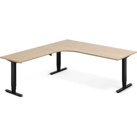 Ergoff Hæve-sænkebord DNA, Eg 2000x2200mm Venstre 3-ben/Sort – Hæve/sænkeborde