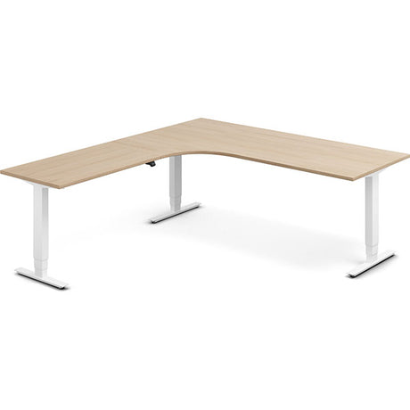 Ergoff Hæve-sænkebord DNA, Eg 2000x2200mm Venstre 3-ben/Hvid – Hæve/sænkeborde