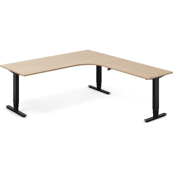 Ergoff Hæve-sænkebord DNA, Eg 2000x2200mm Højre 3-ben/Sort – Hæve/sænkeborde