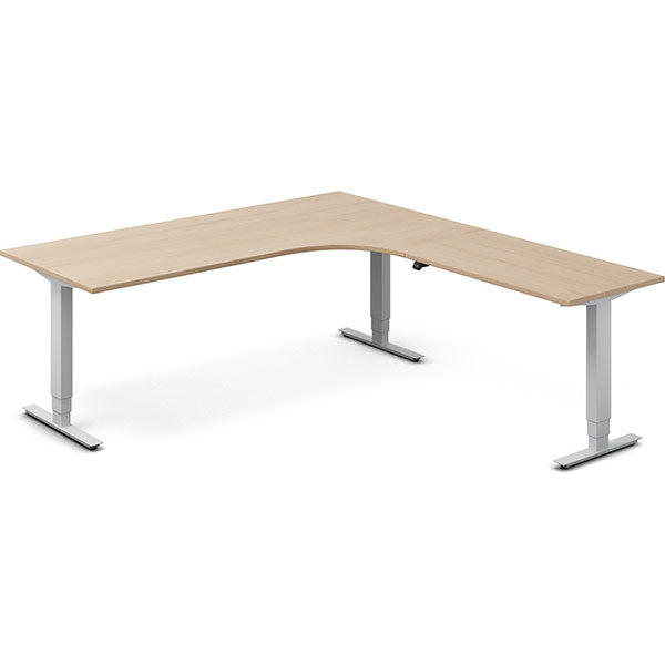Ergoff Hæve-sænkebord DNA, Eg 2000x2200mm Højre 3-ben/Alugrå – Hæve/sænkeborde