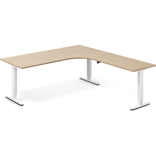 Ergoff Hæve-sænkebord DNA, Eg 2000x2200mm Højre 3-ben/Hvid – Hæve/sænkeborde