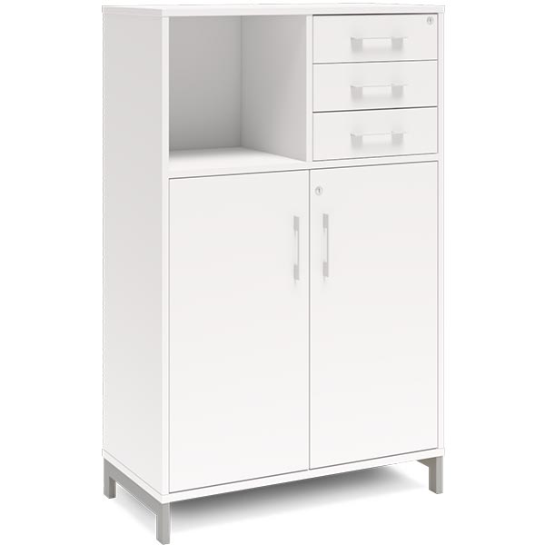 Ergoff Kontorskab DNA, 800x1275 mm, Hvid/Alugrå, skuffemodul 3A4/2A4 – Bogreoler & kontorskabe (billede 1)