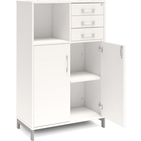 Kontorskab DNA, 800x1275 mm, Hvid/Alugrå, skuffemodul 3A4/2A4 – image 2