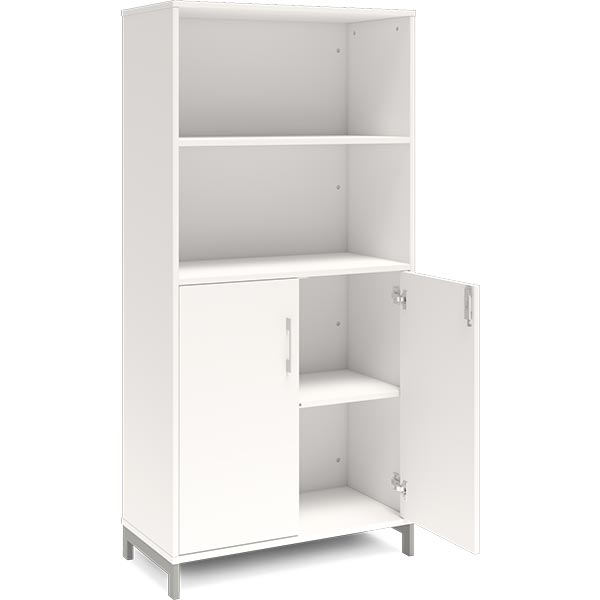 Ergoff Kontorskab DNA, 800x1660 mm, Hvid/Alugrå 4A4/2A4 – Bogreoler & kontorskabe (billede 2)