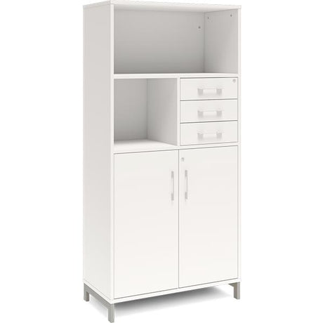 Ergoff Kontorskab DNA, 800x1660 mm, Hvid/Alugrå, skuffemodul 4A4/2A4 – Bogreoler & kontorskabe (billede 1)