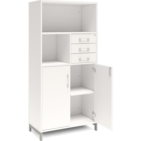 Ergoff Kontorskab DNA, 800x1660 mm, Hvid/Alugrå, skuffemodul 4A4/2A4 – Bogreoler & kontorskabe (billede 2)