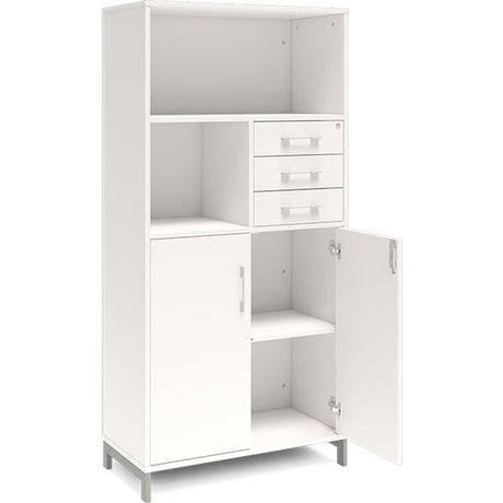 Ergoff Kontorskab DNA, 800x1660 mm, Hvid/Alugrå, skuffemodul 4A4/2A4 – Bogreoler & kontorskabe (billede 2)