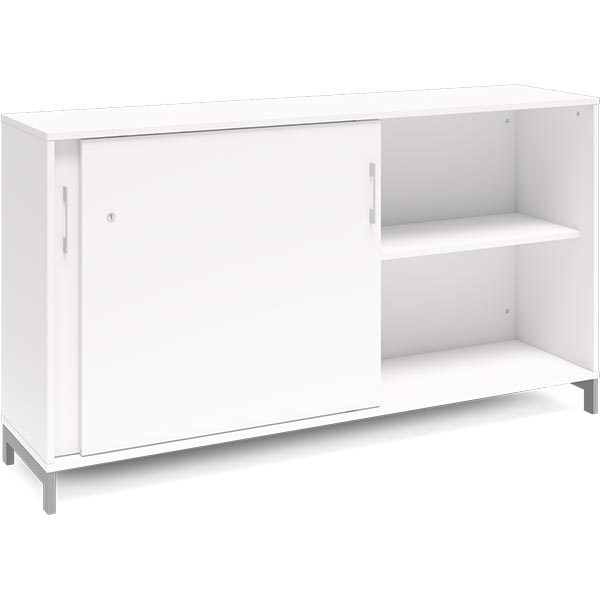 Ergoff Kontorskab DNA, 1600x890 mm, Hvid/Alugrå 2A4 – Bogreoler & kontorskabe (billede 2)
