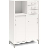 Ergoff Kontorskab DNA, 800x1275 mm, Hvid/Alugrå, skydedør og skuffemodul 3A4/2A4 – Bogreoler & kontorskabe (billede 1)