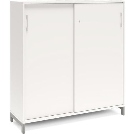 Ergoff Kontorskab DNA, 1200x1275 mm, Hvid/Alugrå, skydedør 3A4 – Bogreoler & kontorskabe (billede 1)