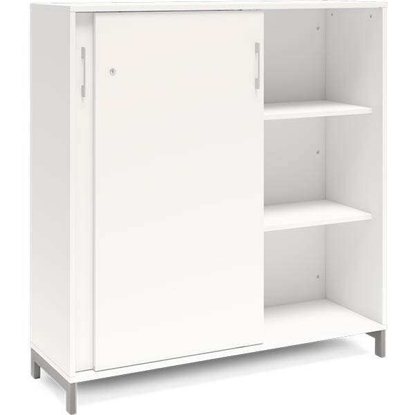 Ergoff Kontorskab DNA, 1200x1275 mm, Hvid/Alugrå, skydedør 3A4 – Bogreoler & kontorskabe (billede 2)