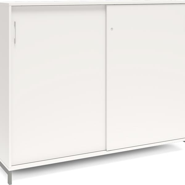 Ergoff Kontorskab DNA, 1600x1275 mm, Hvid/Alugrå, skydedør 3A4 – Bogreoler & kontorskabe (billede 1)