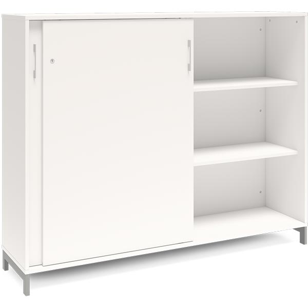 Ergoff Kontorskab DNA, 1600x1275 mm, Hvid/Alugrå, skydedør 3A4 – Bogreoler & kontorskabe (billede 2)