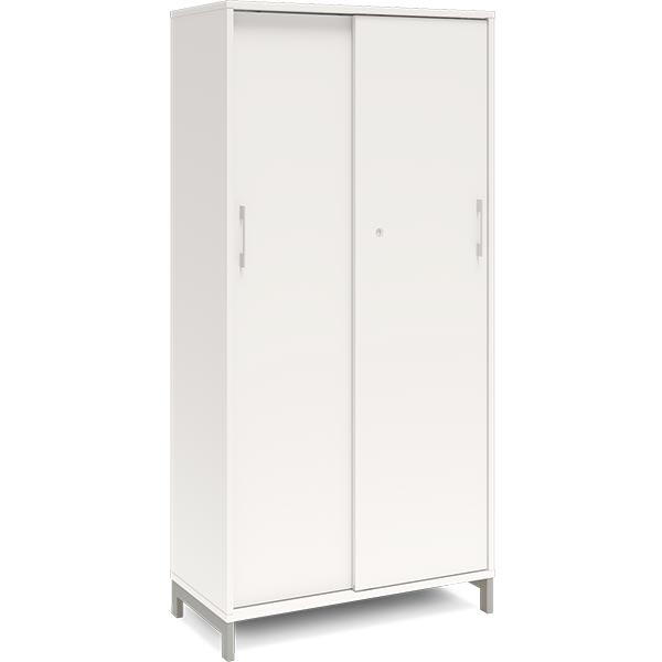 Ergoff Kontorskab DNA, 800x1660 mm, Hvid/Alugrå, skydedør 4A4 – Bogreoler & kontorskabe (billede 1)