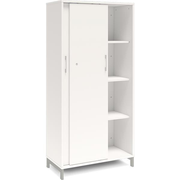 Ergoff Kontorskab DNA, 800x1660 mm, Hvid/Alugrå, skydedør 4A4 – Bogreoler & kontorskabe (billede 2)